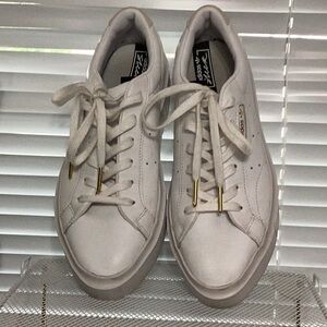 adidas Women's‎ White Sneakers with Gold Accents